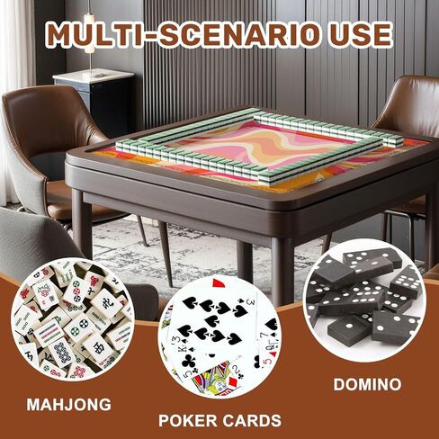 حصيرة Mahjong مقاس 31.5 بوصة × 31.5 بوصة 1970 دوامة متموجة سلسة باللون البرتقالي والوردي، ألوان مرسومة يدويًا على طراز السبعينات، غطاء طاولة من بلاط ماجونج لتقليل الضوضاء للوحة بطاقات الدومينو والبوكر وألعاب البلاط in Kuwait