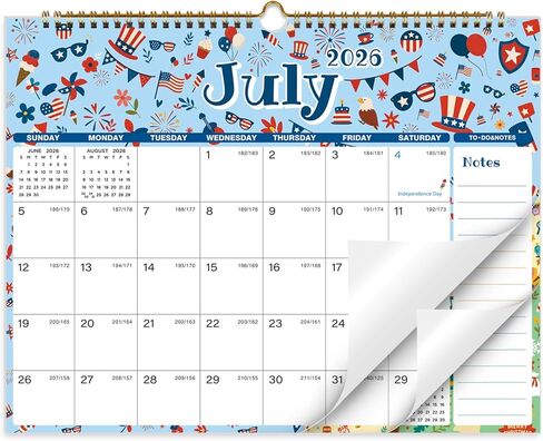 Calendar 2026-2027, 18 Monthly 2026-2027 Wall Calendar July 2026 - December 2027, 14.8" X 11.5", Calendar with Twin-Wire Binding, Hanging Hook, Blocks and Julian Dates (Seasonal Designs) in Saudi Arabia