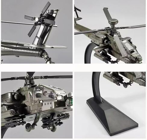 AH-64 نموذج طائرة هليكوبتر للبالغين، طائرة هليكوبتر هجومية عسكرية من سبيكة بمقياس 1/64 مع ضوء وصوت، مناسبة لمحبي الجيش للتجميع والهدايا in Kuwait