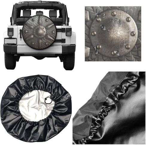 Spare Tire Covers for Trailers,Round Shield Scales Wheel Protectors Waterproof Sun Protection Universal Fit for Trailers Rv SUV Truck Camper Travel Trailer Accessories,15 inch in Saudi Arabia