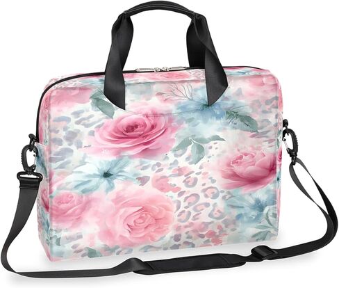 16 Inch Laptop Bag Pink Flowers Watercolor for Women Men Waterproof Computer Carrying Case Handbag Shoulder Briefcase in Saudi Arabia