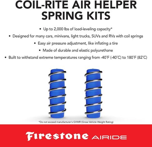 مجموعة زنبركات الهواء الخلفية Firestone Airide Coil-Rite 4119 تناسب 2022-2025 Maverick AWD | غير متوافق مع وصلة الجر داخل السرير | سعة تحميل 1000 رطل | 5-35 رطل لكل بوصة مربعة | سهلة التركيب in Kuwait