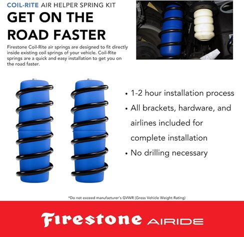 مجموعة زنبركات الهواء الخلفية Firestone Airide Coil-Rite 4119 تناسب 2022-2025 Maverick AWD | غير متوافق مع وصلة الجر داخل السرير | سعة تحميل 1000 رطل | 5-35 رطل لكل بوصة مربعة | سهلة التركيب in Kuwait