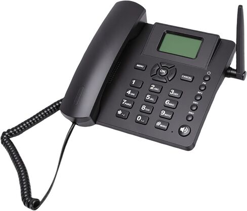 ASHATA Wireless Quadband GSM Classic Desk Telephone, Dual SIM Card 2G Fixed Cordless Phone, 850MHz 900MHz 1800MHz 1900MHz, with Antenna Radio Alarm Clock in Saudi Arabia