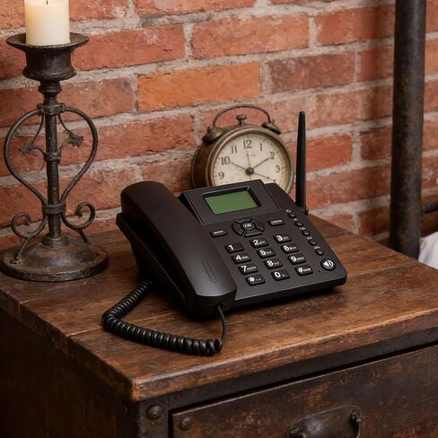 ASHATA Wireless Quadband GSM Classic Desk Telephone, Dual SIM Card 2G Fixed Cordless Phone, 850MHz 900MHz 1800MHz 1900MHz, with Antenna Radio Alarm Clock in Saudi Arabia