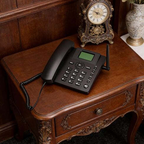 ASHATA Wireless Quadband GSM Classic Desk Telephone, Dual SIM Card 2G Fixed Cordless Phone, 850MHz 900MHz 1800MHz 1900MHz, with Antenna Radio Alarm Clock in Saudi Arabia
