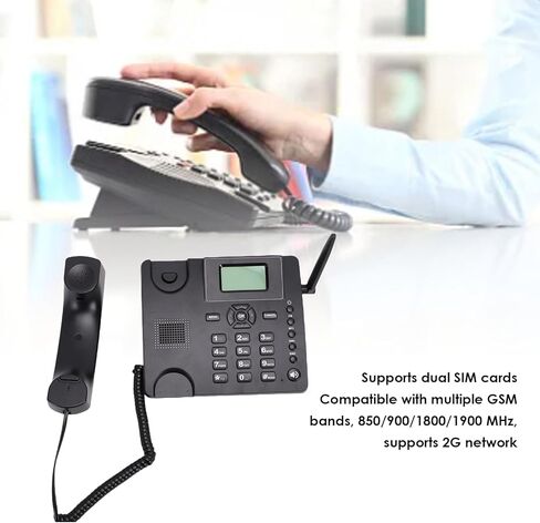 ASHATA Wireless Quadband GSM Classic Desk Telephone, Dual SIM Card 2G Fixed Cordless Phone, 850MHz 900MHz 1800MHz 1900MHz, with Antenna Radio Alarm Clock in Saudi Arabia