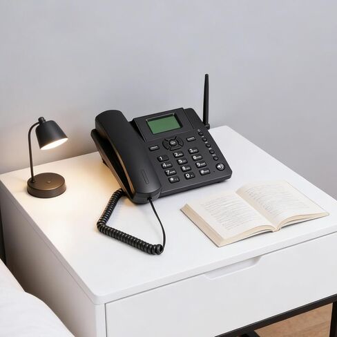 ASHATA Wireless Quadband GSM Classic Desk Telephone, Dual SIM Card 2G Fixed Cordless Phone, 850MHz 900MHz 1800MHz 1900MHz, with Antenna Radio Alarm Clock in Saudi Arabia