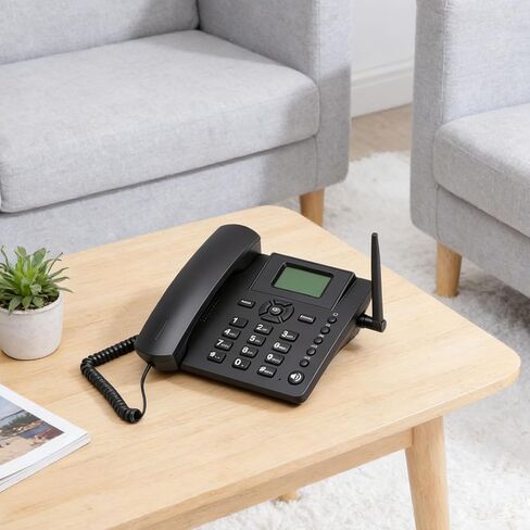 ASHATA Wireless Quadband GSM Classic Desk Telephone, Dual SIM Card 2G Fixed Cordless Phone, 850MHz 900MHz 1800MHz 1900MHz, with Antenna Radio Alarm Clock in Saudi Arabia