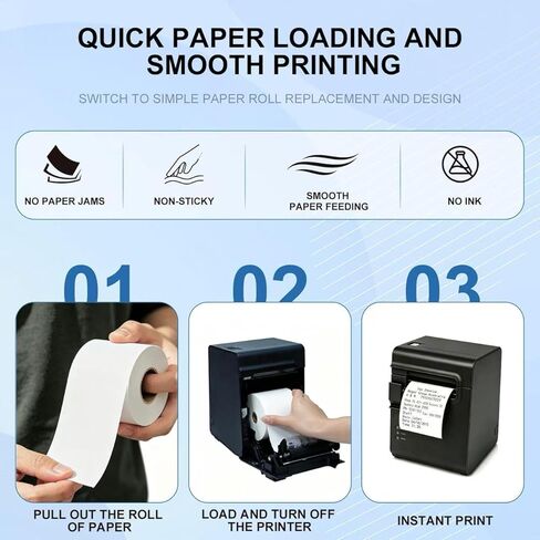 6 Pack Sticky Thermal Receipt Paper Rolls (80mm) 3 1/8" x 170' Compatible with Epson TM-L90, TM-L90ii, Star TSP654IIsk and Other Liner Free Label Printers. Works with Toast POS Systems. in Saudi Arabia