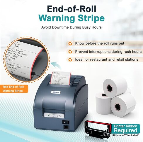 3" x 165' Bond Receipt Paper Rolls (12 Pack) – 1-Ply White POS Kitchen Printer Paper for Impact Printers – Compatible with Epson TM-U200, Star SP700, Bixolon SRP275, Toast TKP300 in Saudi Arabia