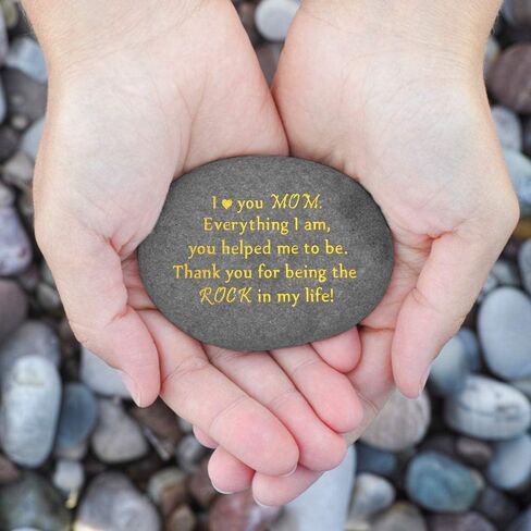 Unique Gift for Mom - Thank You for Being My Rock, Valentines Mothers day Christmas Birthday Gifts for Mother from Daughter Son, Novelty Keepsake Paperweight Stone Engraved Rock with Sentiment Words in Saudi Arabia