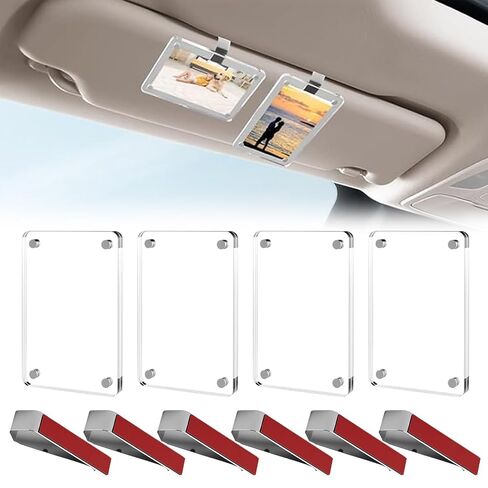 10 Pack Car Visor Photo Clip, 2.36" x 3.54" Car Picture Holder for Sun Visor Wallet Size Display Frame, Horizontal Vertical Sun Visor Mount Accessory Personalized Interior Memory Showcase in Saudi Arabia