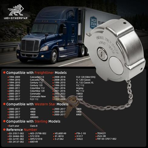 2-Pack 3 "أنثى 1/4 غطاء خزان وقود الديزل بقفل الدوران متوافق مع Freightliner Century 113 Cascadia 125 Columbia 120 يستبدل 03-37017-000 600148 03-37017-002 572.1018 in Kuwait