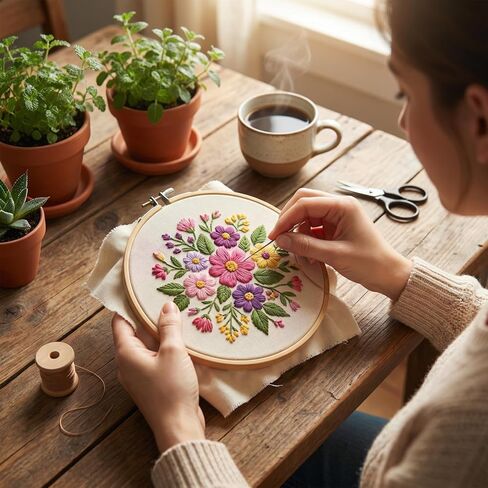 shuielai 3 Pieces 8 Inch Bamboo Embroidery Hoops, Circle Cross Stitch Hoop Ring Set for Embroidery Craft Projects in Saudi Arabia