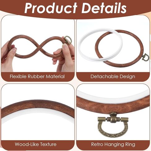 10 Pcs Embroidery Hoops Frame, 5 Inch Round Imitated Wood Circle Cross Stitch Hoop Ring for Embroidery Art Craft Handy Sewing Decoration in Kuwait