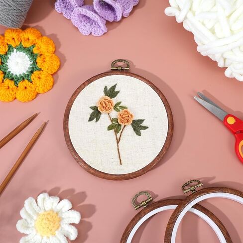 10 Pcs Embroidery Hoops Frame, 5 Inch Round Imitated Wood Circle Cross Stitch Hoop Ring for Embroidery Art Craft Handy Sewing Decoration in Kuwait