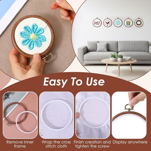 10 Pcs Embroidery Hoops Frame, 5 Inch Round Imitated Wood Circle Cross Stitch Hoop Ring for Embroidery Art Craft Handy Sewing Decoration in Kuwait