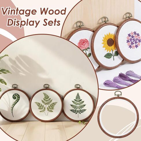 10 Pcs Embroidery Hoops Frame, 5 Inch Round Imitated Wood Circle Cross Stitch Hoop Ring for Embroidery Art Craft Handy Sewing Decoration in Kuwait