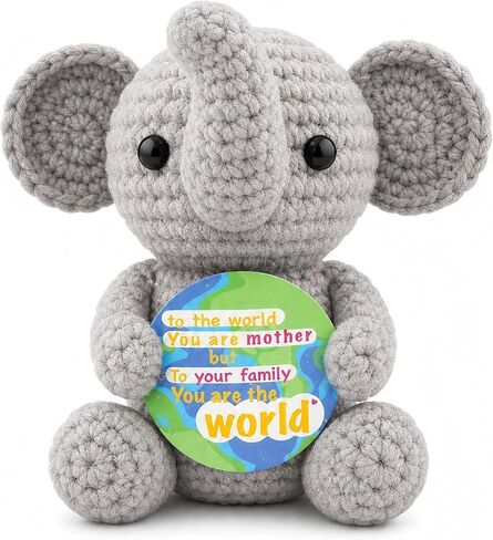 Mini Graduation Gifts for Women Men, Positive Crochet Elephant Congratulation Gifts for Student, Emotional Support Handmade Knitted Keepsake, Proud of You Achievement Her Him Congrats Desk Decor in Saudi Arabia