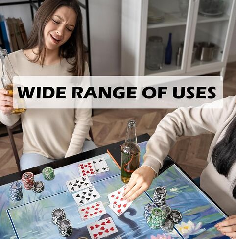 Monet Inspired Waterlily Black Cat Mahjong Mat 31.5" x 31.5",Black Cat Lovers Gifts Non-Slip Noise Reduction Mahjong Table Cover Accessories for Dominoes Poker Card Board and Tile Games Gifts in Saudi Arabia