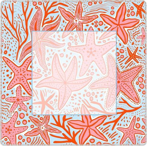 Preppy Beach Starfish Mahjong Mat for Table 31.5x31.5 in, Pink and Light Blue Coastal Mahjong Table Mat Cover Anti Slip Noise Reduction for Mah Jong Card Board Tile Games in Saudi Arabia