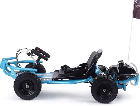 MotoTec 52cc Sandman Go Kart، تعمل بالغاز، سرعة قصوى 32 ميل في الساعة، إطارات 9.5 بوصة، أزرق in Kuwait