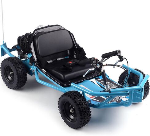 MotoTec 52cc Sandman Go Kart، تعمل بالغاز، سرعة قصوى 32 ميل في الساعة، إطارات 9.5 بوصة، أزرق in Kuwait
