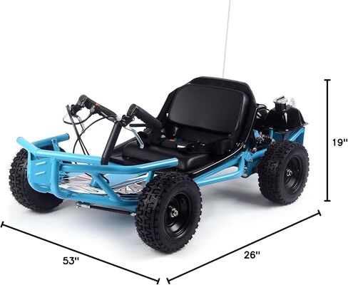 MotoTec 52cc Sandman Go Kart، تعمل بالغاز، سرعة قصوى 32 ميل في الساعة، إطارات 9.5 بوصة، أزرق in Kuwait