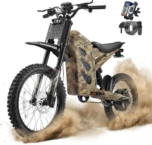 دراجة ترابية كهربائية للبالغين من HAPPYRUN G300 Pro، محرك 6500 واط وسرعة قصوى 50 ميل في الساعة، بطارية قابلة للإزالة 72 فولت 30 أمبير في الساعة نطاق 70 ميل، فرامل هيدروليكية تحميل 350 رطل in Kuwait