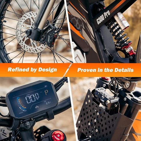 دراجة ترابية كهربائية للبالغين من HAPPYRUN G300 Pro، محرك 6500 واط وسرعة قصوى 50 ميل في الساعة، بطارية قابلة للإزالة 72 فولت 30 أمبير في الساعة نطاق 70 ميل، فرامل هيدروليكية تحميل 350 رطل in Kuwait
