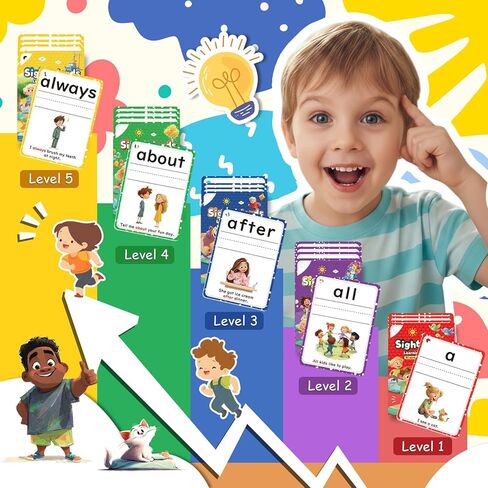 Sight Words Flash Cards Kindergarten, Flash Cards for Kids Ages 4-8, 250 Dolch Sight Word Writing Reading Spelling Games for Kindergarten Reading Books and Homeschool in Saudi Arabia