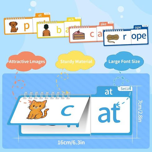 Word Family Build Book, Fun Phonics Flash Cards, 40 Read & Rhyme Flip Books, Learn to Read for Kids Ages 4-8, Educational Flash Cards for Kindergarten, Fun Sight Words & Phonics Games in Saudi Arabia