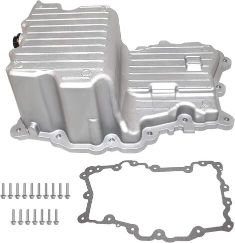 Upgraded Aluminum Engine Oil Pan with Gasket + Bolts Compatible with 2015 2016 2017 Ford F-150 2.7L 164 V6 Turbocharged Replaces # FL3Z6675C, FL3Z6675D, 264-791 in Saudi Arabia