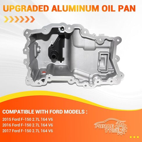Upgraded Aluminum Engine Oil Pan with Gasket + Bolts Compatible with 2015 2016 2017 Ford F-150 2.7L 164 V6 Turbocharged Replaces # FL3Z6675C, FL3Z6675D, 264-791 in Saudi Arabia