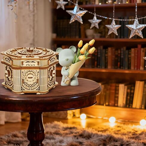 صندوق موسيقى ألغاز خشبي ثلاثي الأبعاد، مشاريع تحفيز الدماغ DIY لألعاب تعليمية لعيد الميلاد، ألغاز ثلاثية الأبعاد للبالغين in Kuwait