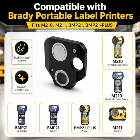 Superior Magnetic Stand for Brady Portable Label Printers | Dual Enhanced Magnets & Premium Smooth Finish (Black) in Saudi Arabia