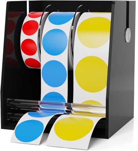 Adjustable Label Dispenser, Acrylic Sticker Roll Holder Sturdy Black Sticker Label Manual Dispenser Desktop Organizer for Home Office School Business (2 Disks) in Saudi Arabia