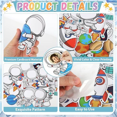 60Pcs Astronaut Cutouts Outer Space Paper Cut Outs Space Themed Party Decorations Planet Rocket DIY Photo Craft for Classroom Wall Door Bulletin Board Decor Back to School Party Supplies Office Galaxy in Saudi Arabia