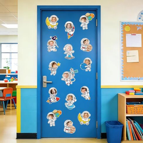 60Pcs Astronaut Cutouts Outer Space Paper Cut Outs Space Themed Party Decorations Planet Rocket DIY Photo Craft for Classroom Wall Door Bulletin Board Decor Back to School Party Supplies Office Galaxy in Saudi Arabia