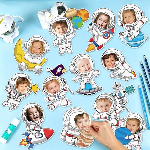 60Pcs Astronaut Cutouts Outer Space Paper Cut Outs Space Themed Party Decorations Planet Rocket DIY Photo Craft for Classroom Wall Door Bulletin Board Decor Back to School Party Supplies Office Galaxy in Saudi Arabia