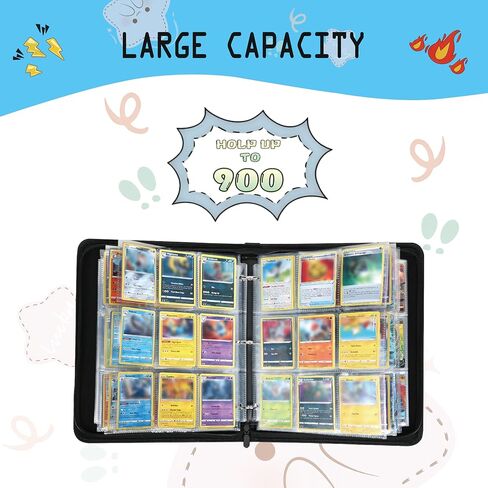 Card Binder 9 Pocket,Trading Card Binder 900 Pockets,Card Collection Albums Holder,50 Removable Sleeves,Double Sided Pocket,with Zip and Portable Strap,for TCG Game Sport Collectible Cards in Saudi Arabia