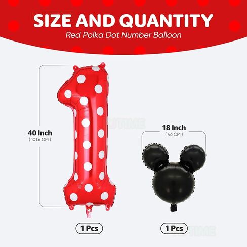 40 Inch Number 2 Foil Balloon Red Polka Dot for 2nd Birthday Kids Balloons Party Supplies Decorations in Saudi Arabia