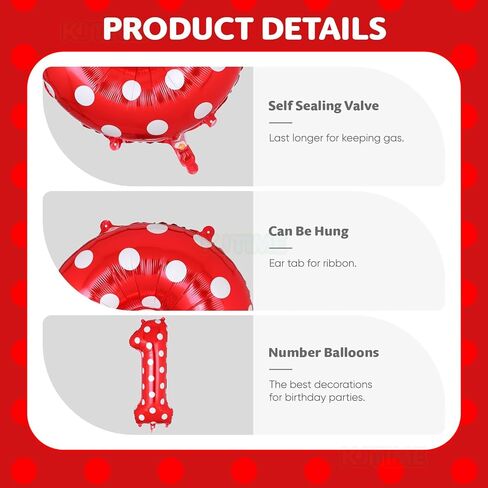 40 Inch Number 2 Foil Balloon Red Polka Dot for 2nd Birthday Kids Balloons Party Supplies Decorations in Saudi Arabia