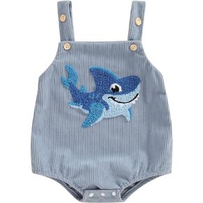 GOOCHEER Infant Summer Outfit Newborn Baby Boy Sleeveless Dinosaur Embroidery Bodysuit Romper Overall One Piece Clothes