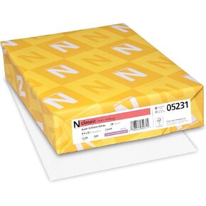 Neenah Classic Crest Paper, 8.5" x 11", 24 lb, Linen Finish, Avon Brilliant White, 500 Sheets (05231)