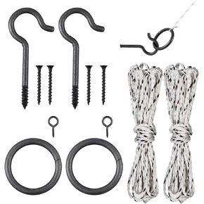 2 Set Hook and Ring Toss Game Hardware Set,Include Nylon String,Mounting Screws,Ring and Iron Hook for DIY Indoor or Outdoor Family Fun(2set)