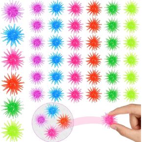 Charniol 36 Pcs Window Crawler Balls Stretchy Sticky Rolling Ball Toy Small Multicolored Mini Fidget Stress for Anxiety Relief Hand Exercise