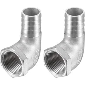 uxcell 304 Stainless Steel Hose Barb Fitting Elbow, 20mm Barbed x 3/4" NPT Female Pipe Connector Adapter for Water Fuel Air, Pack of 2