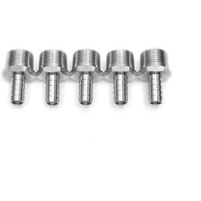 LTWFITTING Bar Production Stainless Steel 316 Barb Fitting Coupler/Connector 1/2" Hose ID x 3/4" Male NPT Air Fuel Water (Pack of 5)